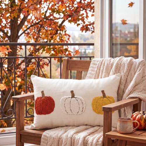 Boao Pumpkin Embroidery Pillow Cover 12x20 - Fall Decor