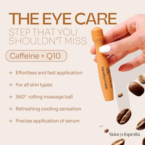 Under Eye Roll-On Serum with Caffeine & Q10 for Dark Circles & Puffiness - Cooling, Hydrating, Anti-Aging