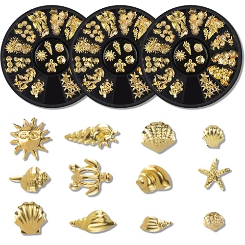 3 Boxes 3D Beach Starfish Nail Charms & Seashell Gems