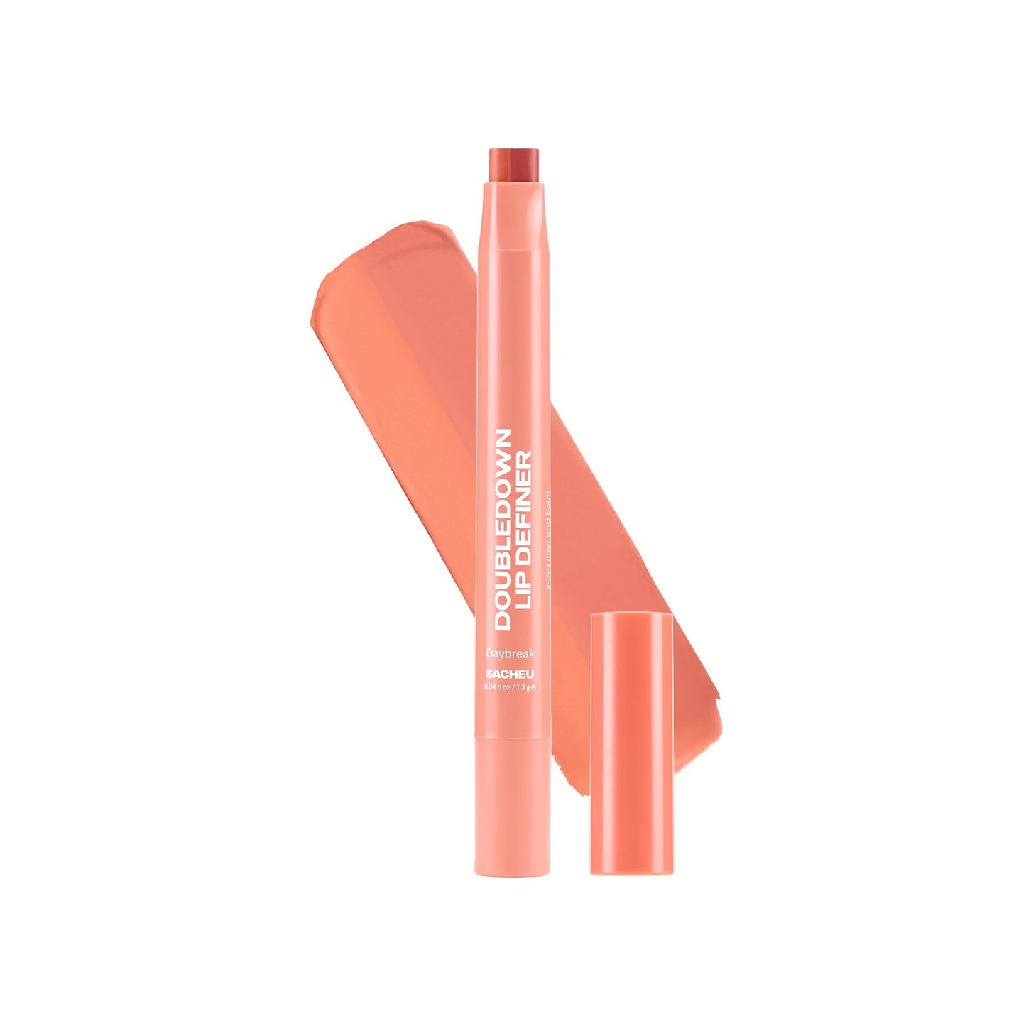 Sacheu DoubleDown Lip Definer, 2-in-1 Lip Liner & Balm — Hydrating Korean Makeup Lipstick with Pigmented, Buildable Color, Creamy Satin Finish, Avocado Oil, Rosehip Oil & Vitamin E (Coffee Break)