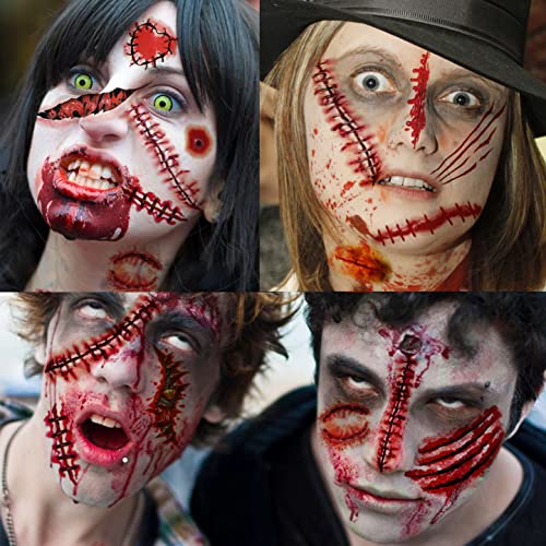 VANTATY Fake Scars Tattoo Kit - 215+ Temporary Halloween Wound & Stitch Designs