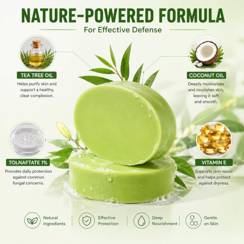 Antifungal & Antibacterial Tea Tree Oil Soap Bar - 2 Pack for Skin Care