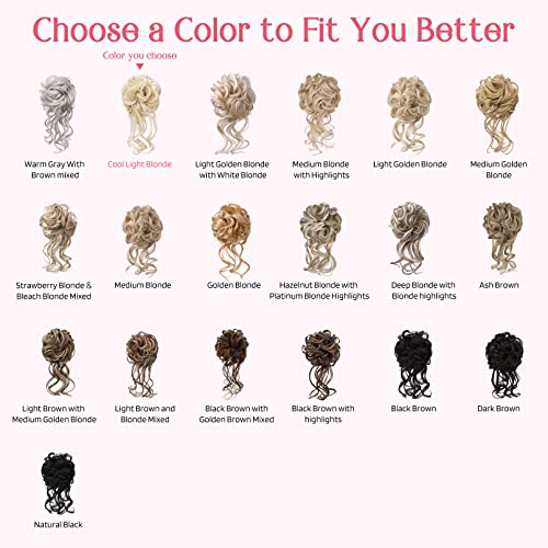 HOOJIH 2 Pack Messy Bun Hair Piece - Tousled Updo Extensions in Cool Light Blonde HB010 Dasiy