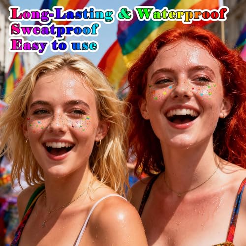 Rainbow Face Glitter Freckles - 8 PCS Temporary Tattoos for Pride
