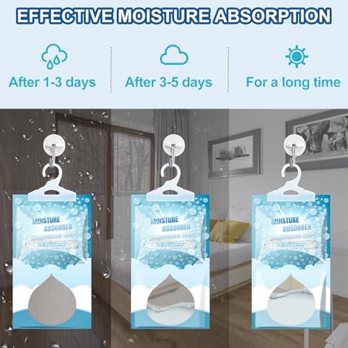 Corodo 5 Pack Hanging Moisture Absorber Bags - Dehumidifier for Closet & Bathroom