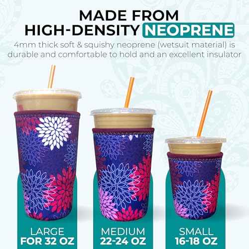 Large Black Camo Iced Coffee Sleeve - Insulated Neoprene Cup Holder