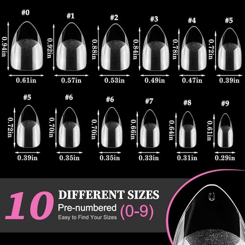 AddFavor Short Stiletto Gel Nail Tips - 240pcs Acrylic Nail Tips