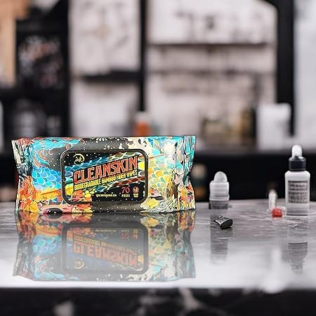 Ink Permanent Green Tattoo Wipes 70 Count - Alcohol-Free, Bamboo Fiber, Ready-to-Use