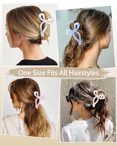 Mesovor Bow Hair Claw Clips - 4 Pack Non-Slip 4.3" Stylish Grips