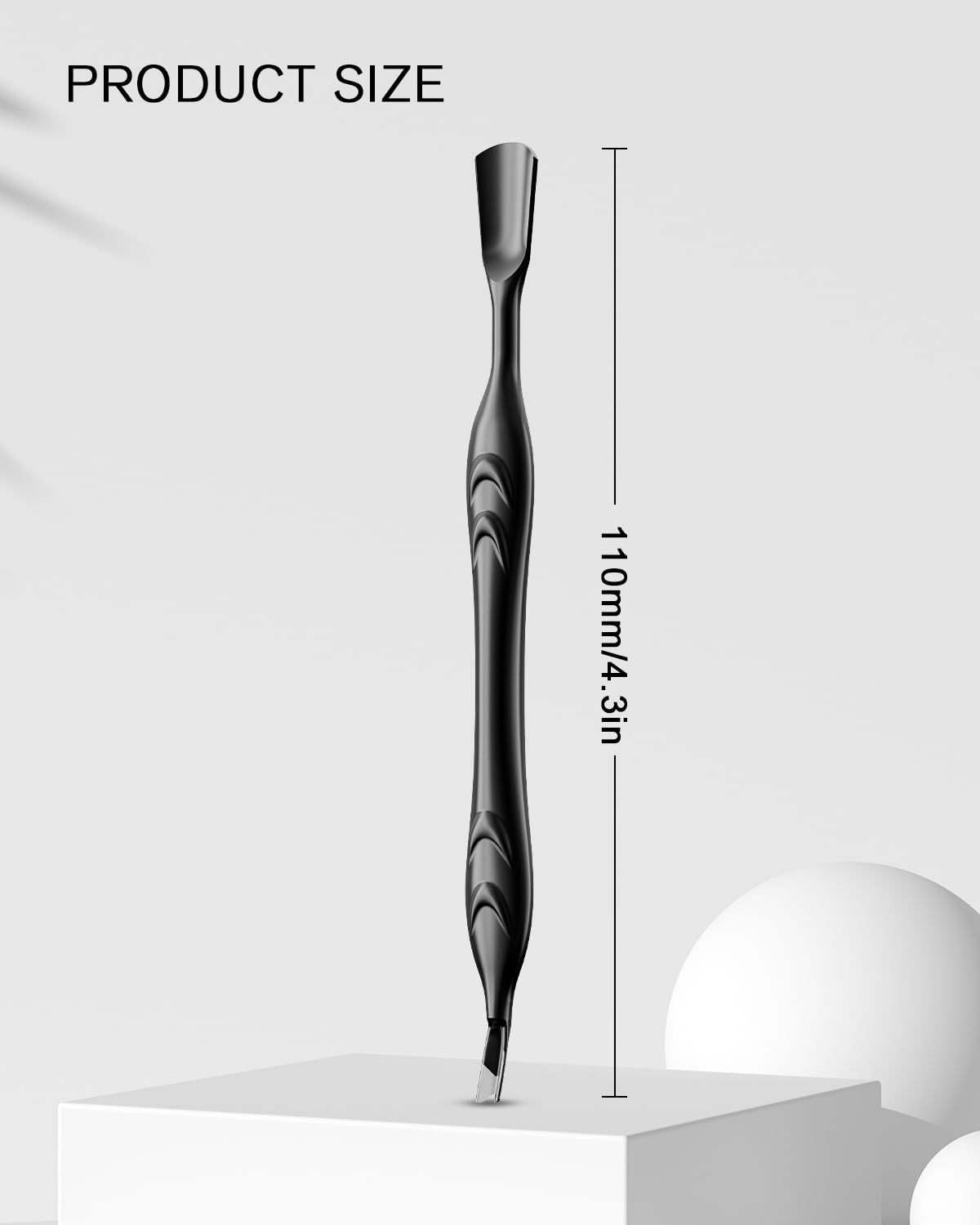 FERYES 2-in-1 Cuticle Pusher & Trimmer - Stainless Steel Nail Care Tool for Manicures & Pedicures | Black