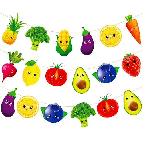 Fruit and Vegetable Banners Set for Summer Parties - 2 Cute Banners