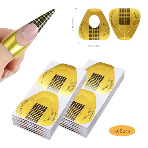 SULLMAR 400pcs Nail Forms for Builder Gel & Acrylic Extensions, Horseshoe Design, DIY Nail Art Supplies