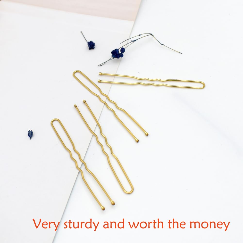U Shaped Hair Pins - 330 Count Gold Bun Pins for Women | 2.4 Inch with Storage Box, All Hair Types