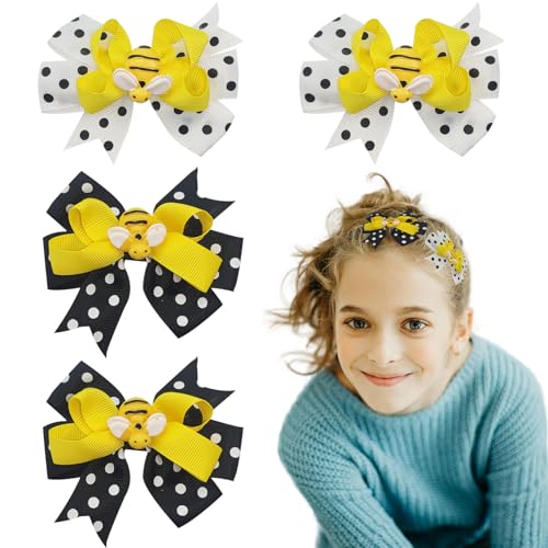 Jaczora Bee Hair Clips 4-Pack - Cute Dot Bow Alligator Hair Pins for Women