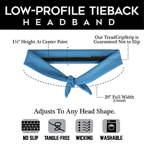 TreadBands Low Profile Tieback Headband Navy Blue Non-Slip Sweat-Resistant