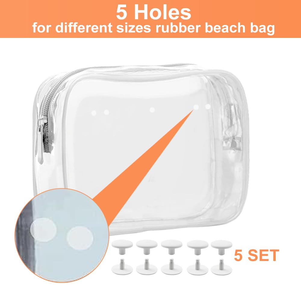 Everfunny 3 Pcs Clear Bogg Beach Tote Bag with 4 Pcs Insert Hooks Accessories for Bogg Bags Travel Makeup Clean Toiletry Brush Organizer Cosmetic Divider Storage Inner Pouch (White set of 3)