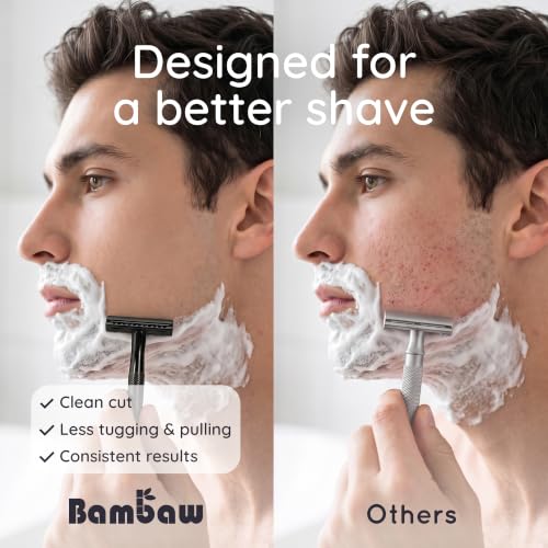 Bambaw Double Edge Safety Razor Blades 100 Pack - Platinum Stainless Steel Replacement Blades for Smooth, Precise Shave