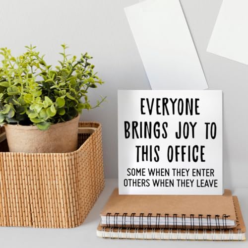Funny Office Desk Decor Wooden Sign - 5x5 Inches Gift for Coworkers