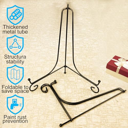 HENABLE 2PCS 12 Inch Black Iron Plate Stands for Display