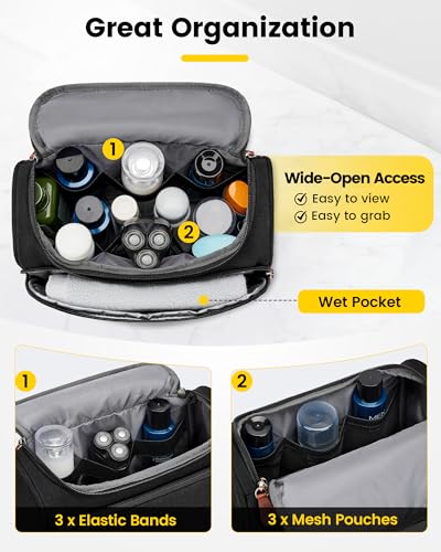 Vorspack Medium Black Canvas Travel Toiletry Bag – Structured Organizer for Men