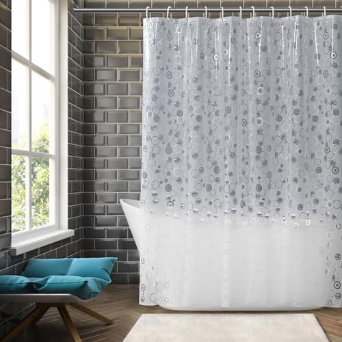 AooHome 72x78 Inch EVA Shower Curtain Liner - 3D Circle Pattern, Water Repellent with Hooks & Magnets