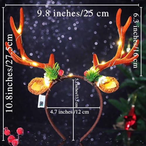 Olbye B Variation B Light Up Deer Antlers Headband for Women - Reindeer Ears Costume Accessory