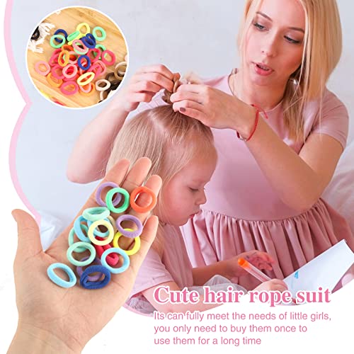 400 Pcs Baby Hair Ties - Soft Cotton Seamless Ponytail Holders