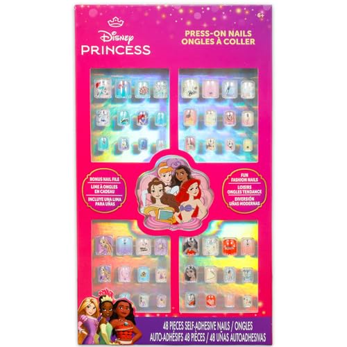 Disney Princess Press-On Nails for Kids - 48 Stick-On Nails & Stickers