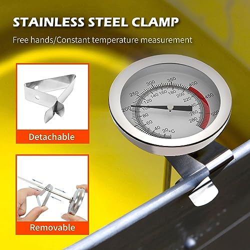 Stainless Steel Deep Fry Oil Thermometer with 12" Probe & Clip