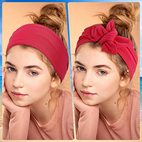 WILLBOND 6 Pack Solid Adjustable Wide Headbands for Women, Sport & Casual