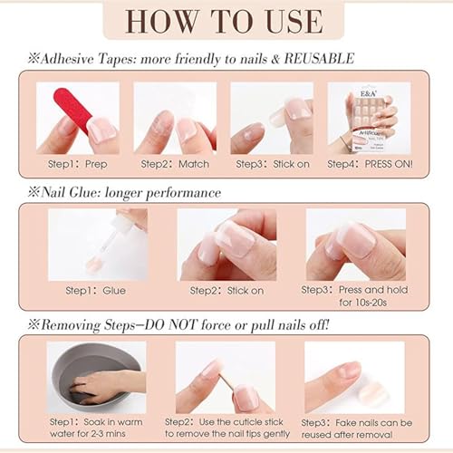 24pcs White French Tip Press-On Nails with 3D Pearl Design
