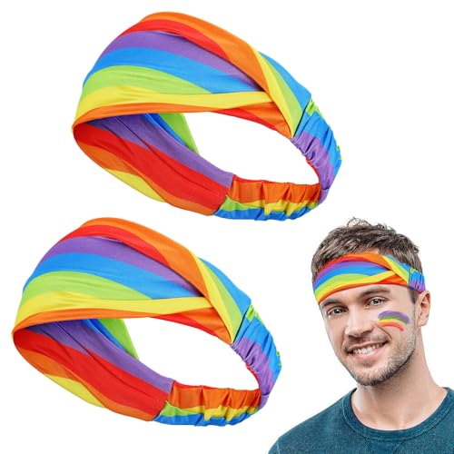 Cosweet Rainbow Flag Headbands - 2 Pack for Pride Events