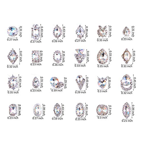 PARAOR 48PCS Small Pack of Luxury 3D Nail Art Rhinestones Crystal AB Jewelry Gems