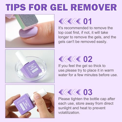 Akeeronn Gel Nail Polish Remover Kit with Cuticle Pusher & Scraper, Fast & Gentle Removal in 3-5 Minutes, 15ML