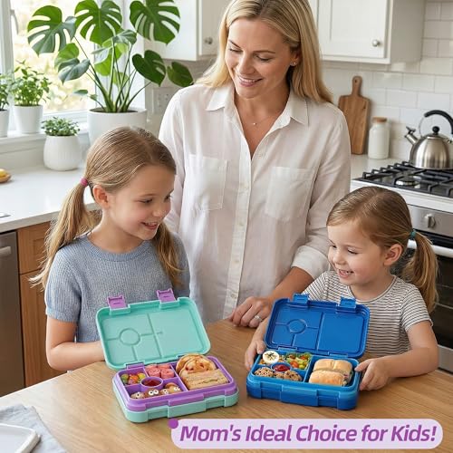 Bento Lunch Box with 5/6 Compartments, BPA Free & Dishwasher Safe