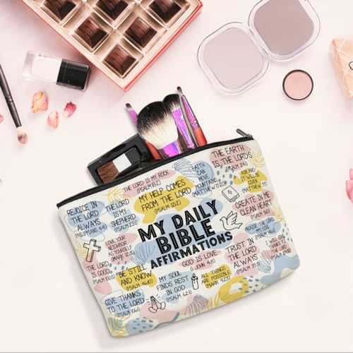 Daily Affirmations Makeup Bag - Faith-Based Travel Toiletry Pouch