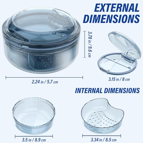DOTCUTY Blue 2-in-1 Retainer Cleaning Case for Dentures