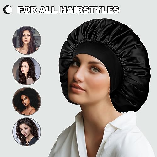 Extra Large Satin Bonnet Hair Cap for Braids & Curly Hair - 17in