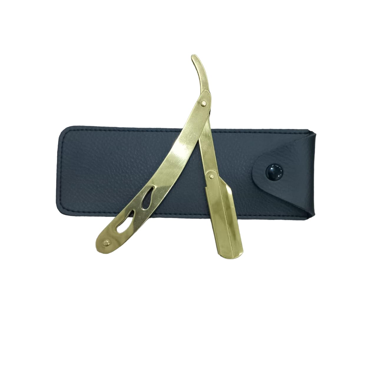 Straight Edge Professional Barber Shaving Razor for Men for Close Shaving With Storage Pouch Golden Colour