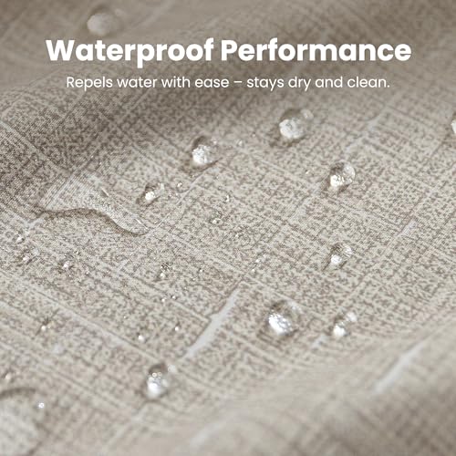 SLEEP ZONE Waterproof Beige Shower Curtain 72" x 72" - Geometric Design