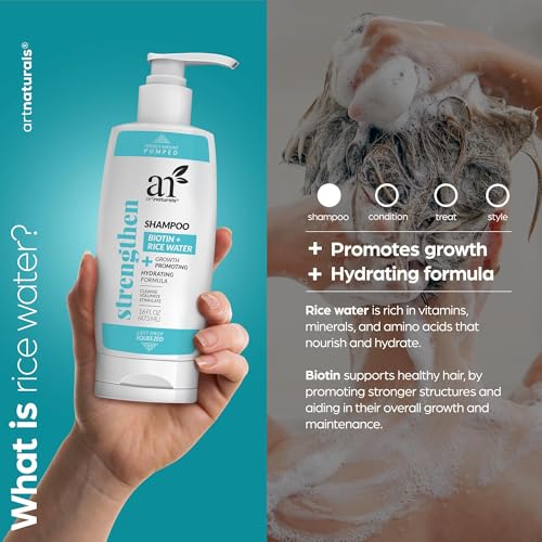 Artnaturals Rice Water & Biotin Shampoo 16 fl oz - Strengthens & Thickens Hair