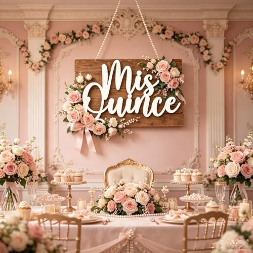 Mis Quince Wooden Sign - Elegant Quinceañera Party Decor