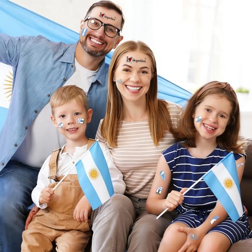 Argentina Flag Temporary Face Tattoos - 16 Sheets for 2026 Events