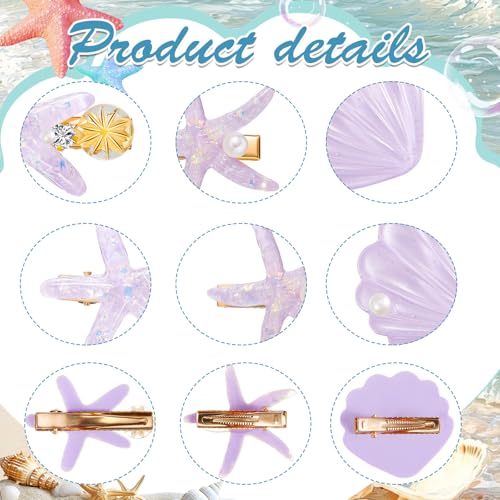 Romantic 12Pcs Ocean Hair Clip Set - Starfish, Shell Pearl Barrettes by WILLBOND