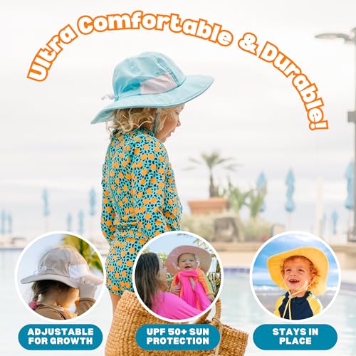 SwimZip UPF 50+ Wide Brim Sun Hat for Babies, Toddlers, and Kids
