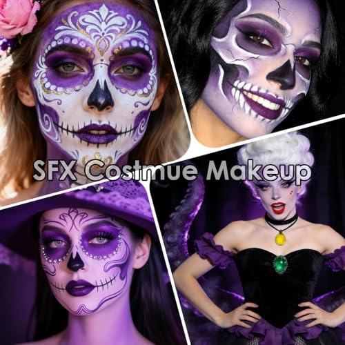 KAICOERLY Purple Water-Based Face & Body Paint Palette for Halloween & Cosplay