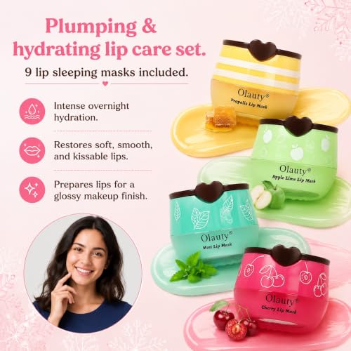 Bee Lip Balm Set 9Pcs Honey Pot Propolis Vitamin E Lip Mask