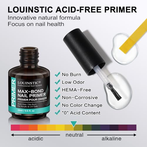 LOUINSTIC Acid-Free Nail Dehydrator & Primer A-001 for Acrylic & Gel Nails