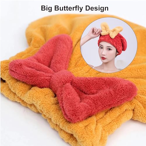 Yellow Microfiber Hair Towel Wrap for Women Quick Dry Hair Cap