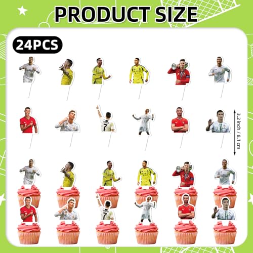 25 Pcs Soccer Ronaldo Cake and Cupcake Toppers Set